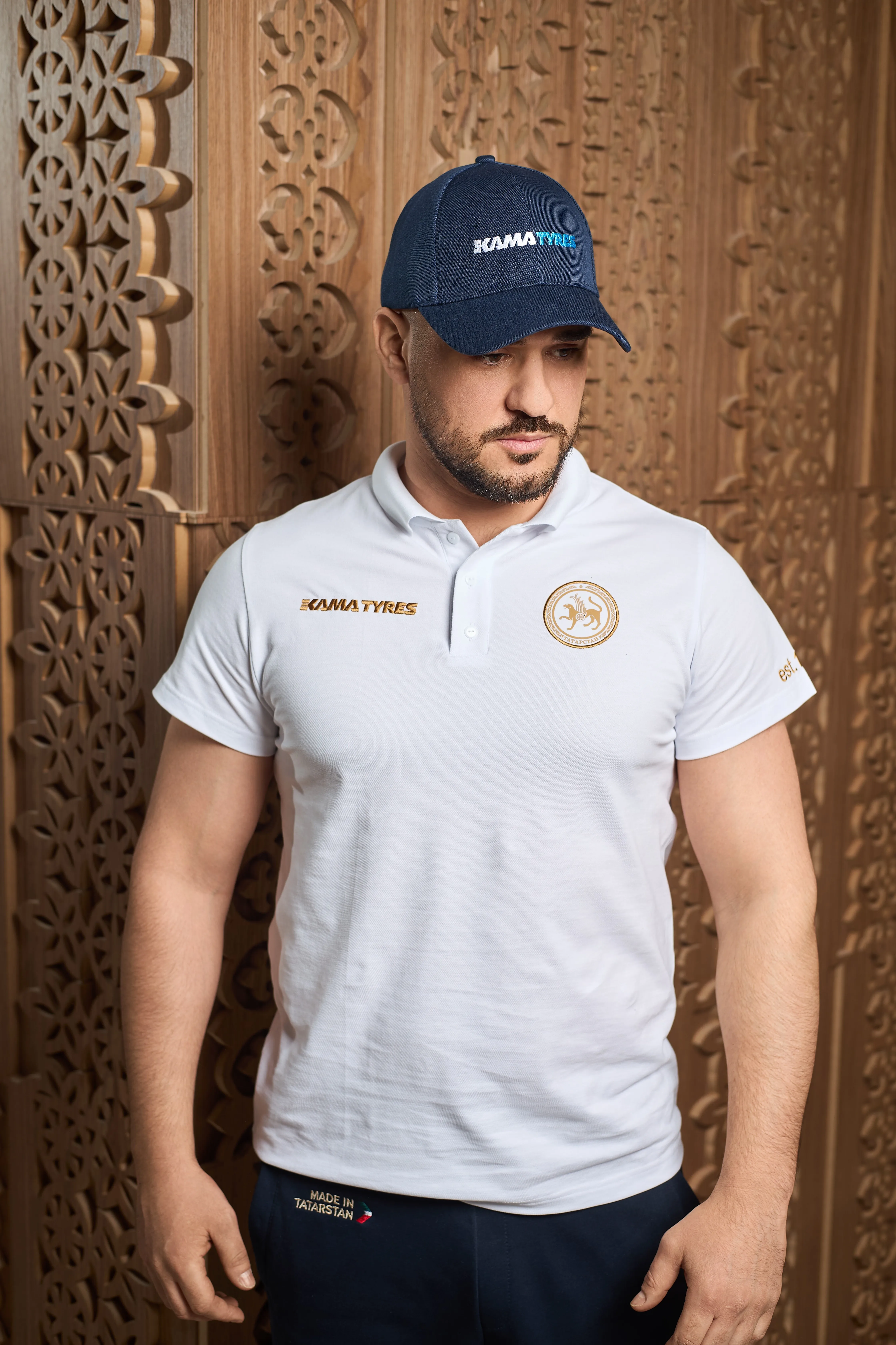 Поло KAMA TYRES мужское белое